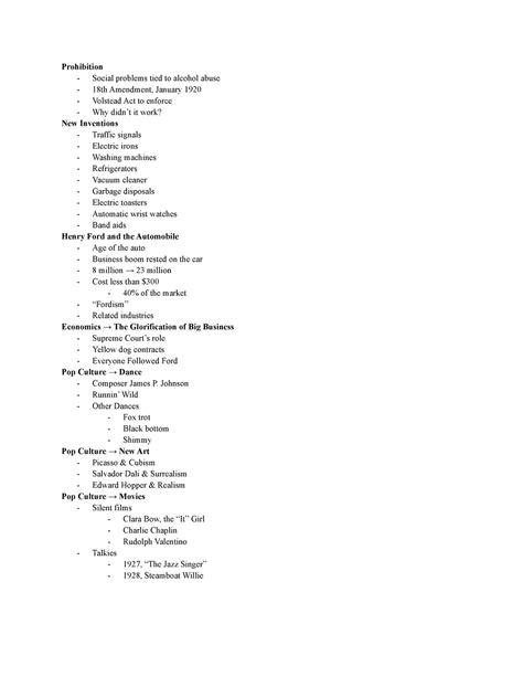 The 1920s - Notes On Units Within APUSH To Help Study For Exams ...