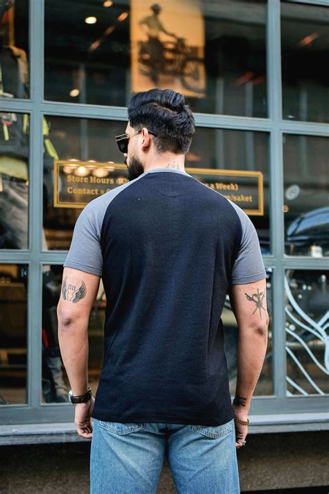 Black Waffle Colorblock Raglan Half Sleeve T-Shirt – Gritstones