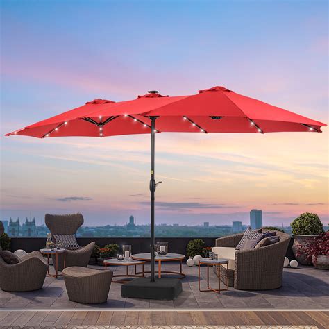 Arlmont & Co. 15 X 9 Ft. Patio Market Umbrella With Base | Wayfair