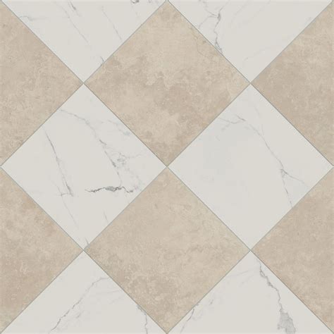 Leona 24x24 Checkerboard Matte Porcelain Tile in Calacatta and Marfil ...