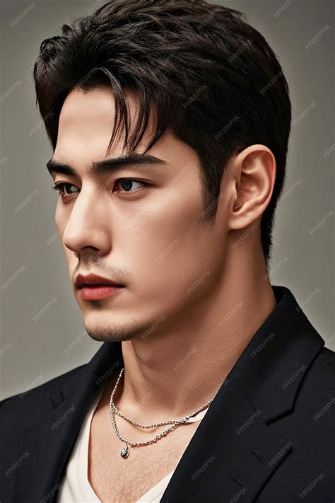 Premium Photo | Handsome asian fashionlooking man posing in a studio on ...