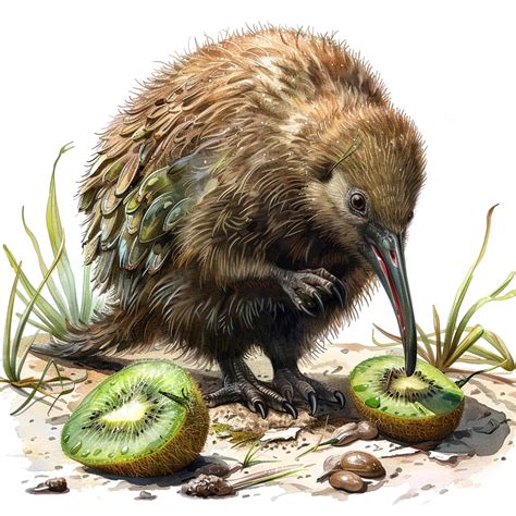 a kiwi bird eating a kiwi fruit 47276288 Stock Photo at Vecteezy