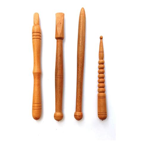 IWUD Acupressure stick in wooden zimmi Brown (Pack of 4) Reflexology ...
