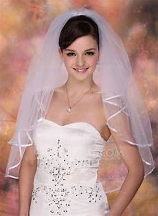 Wedding Veils by Two Tier Bridal Veils With Ribbon Edge 006005419 Wedding Veils