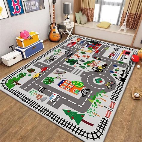Customer reviews for Playroom Rug City Life Play Mat for Toy Cars and Trains Car Rug, Road and ...