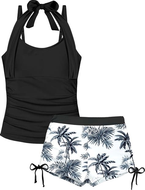 Amazon.com: TALLWH Girls Bathing Suits Size 7-8 Halter Straps Ruched ...