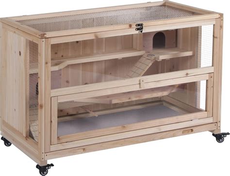 Buy PawHut Extra Large Wooden Hamster Cage and Habitat Playground with ...