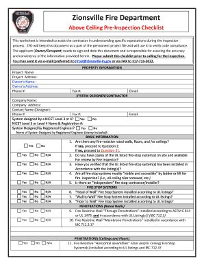 Fillable Online Above Ceiling Pre-Inspection Checklist Fax Email Print ...