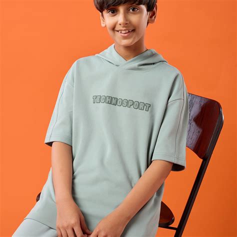 Boys Drop Shoulder Relaxed Hooded T-shirt