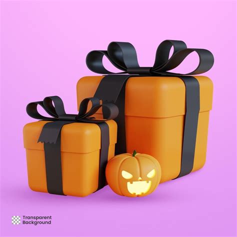 Halloween gift box with pumpkin 3d illustration | Premium PSD