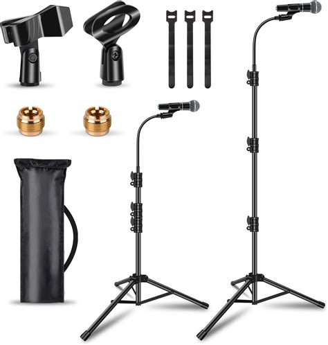 Amazon.com: 2 Pack Mic Stand Gooseneck Microphone Stand for Singing ...