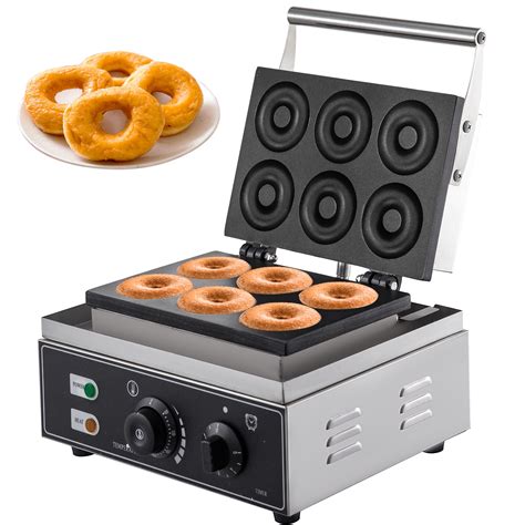 VEVOR 110V Commercial Waffle Donut Machine 6 Holes Double-Sided Heating ...