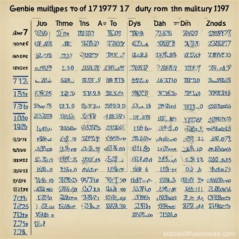 Multiples of 7 Chart with Zombie Twist | Stable Diffusion Online