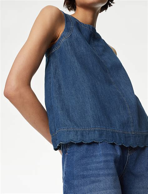 Buy Denim Crew Neck Vest Top at Marks & Spencer