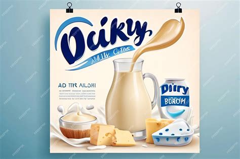 Dairy poster Milk products ads placard decent vector template | Premium ...