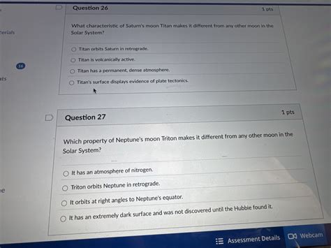 Solved Question 26What characteristic of Saturn's moon Titan | Chegg.com