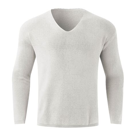 Gubotare Winter Sweater for Men Knitted Long Sleeve Sweater Deep V Neck ...