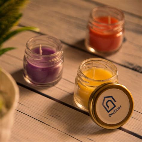 Buy DecDoor Highly Scented Candle Decorative Mini Jar Smokeless Candle ...