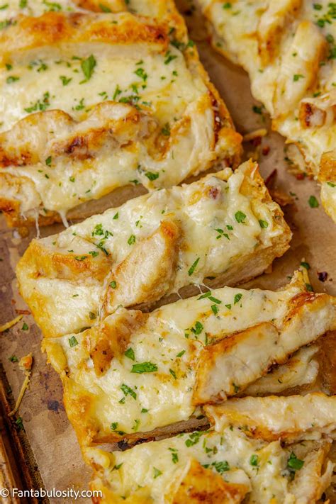 Chicken Alfredo Garlic Bread - Fantabulosity