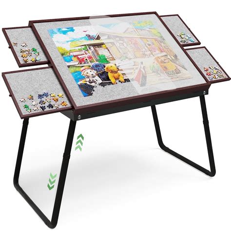 1500 Pieces Puzzle Table with Drawers, Jigsaw Puzzle Board with Cover, Height Adjustable Puzzle ...