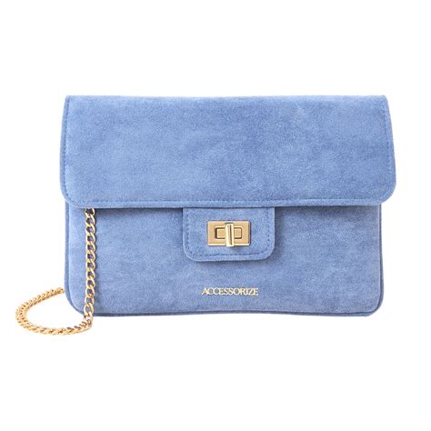 Buy Blue Suedette Flat Fold Clutch Online - Accessorize India
