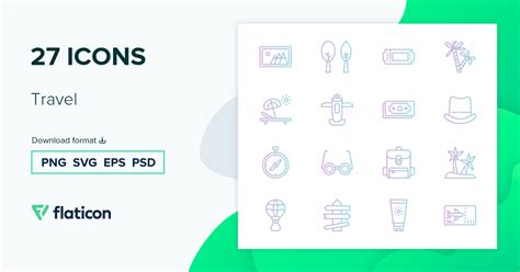 Travel Icon Pack | Gradient | 27 .SVG Icons