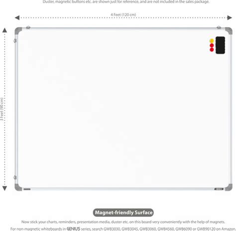 Pragati Systems Genius Magnetic Whiteboard 3x4 Feet (Pack of 1) White ...