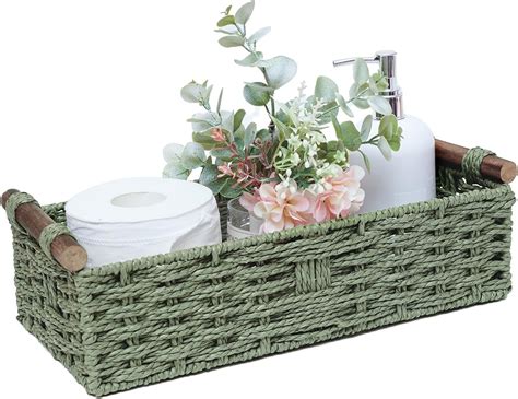 Amazon.com: Round Paper Rope Storage Basket Wicker Baskets for ...
