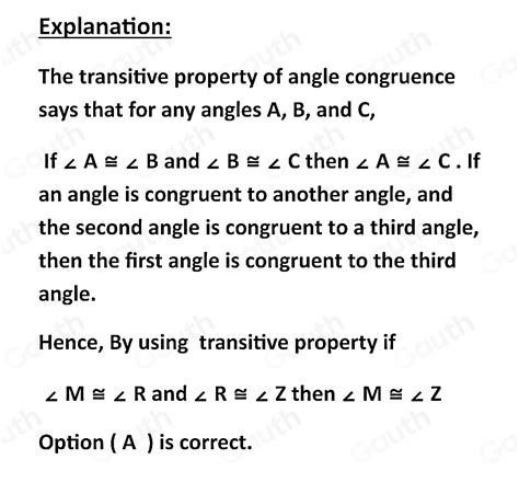 Solved: 20. (l17) Given: ∠ M≌ ∠ R and ∠ R≌ ∠ Z Prove: ∠ M≌ ∠ Z ...