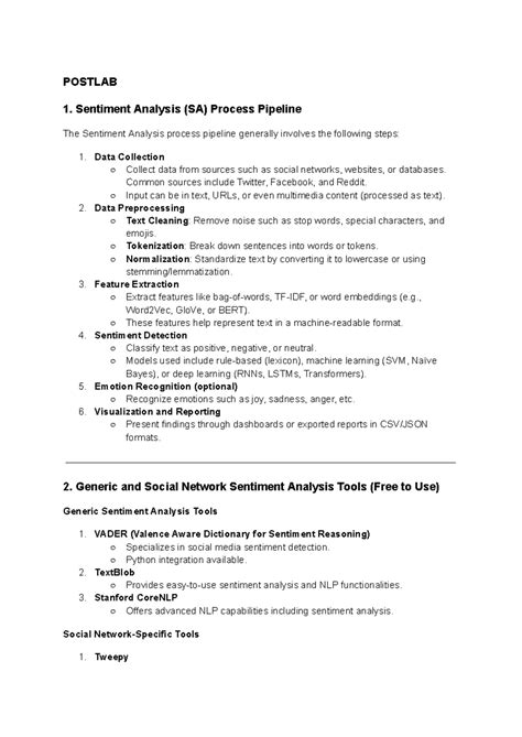 Postlab - social media and analytic - POSTLAB 1. Sentiment Analysis (SA ...