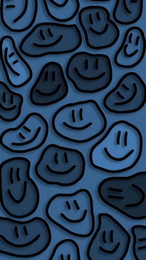 Download Blue Smiley Faces Pattern Wallpaper | Wallpapers.com