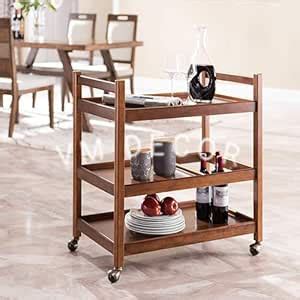 VM DECOR Wooden Wine cart Serving bar Trolley with Wheel Black Finish ...