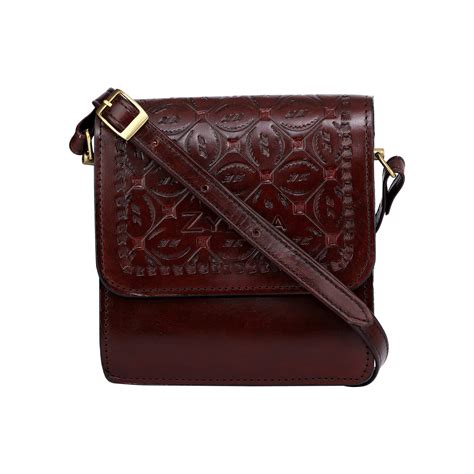 Zygma® Genuine Handmade Leather Sling Crossbody Bag for women (Dark Br ...