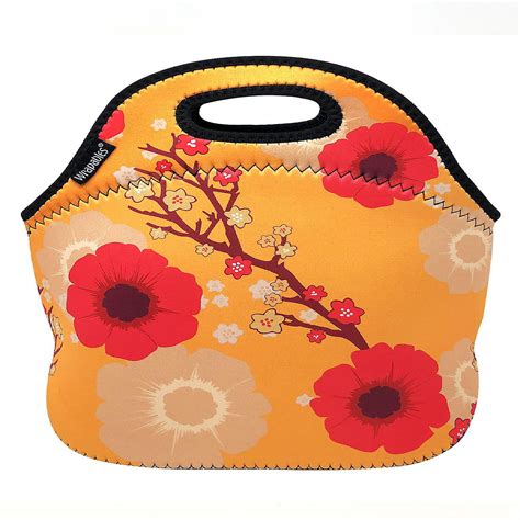 Wrapables Orange Floral Insulated Neoprene Lunch Bag | Oriental Trading