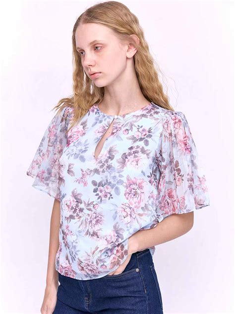 Irene Blue floral print shell top