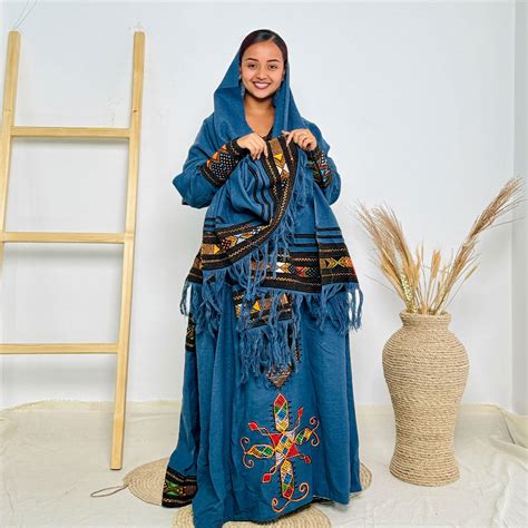 Dark Blue Raya Cultural Dress Habesha Kemis Hab48 - Etsy