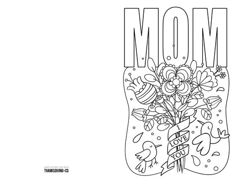 Mothers Day Card Printable Colouring