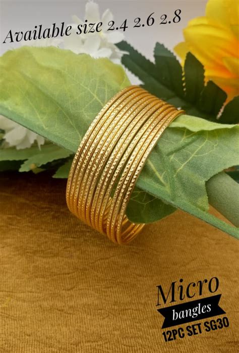 SET OF 12 MICRO GOLD PLATED BANGLES FOR WOMEN -SARABW001 – www.soosi.co.in