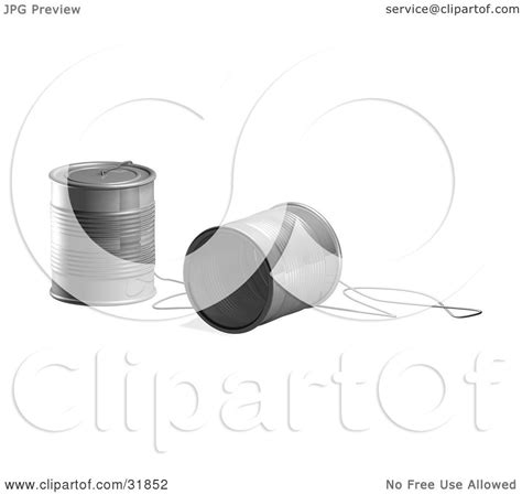 Clipart Illustration of a String Connecting Two Tin Cans, Creating A ...