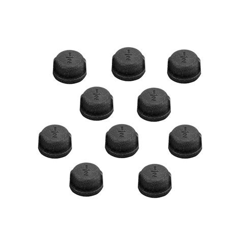 1/2 Inch Black Malleable Iron Cast Pipe Fitting Cap, 10 Pack Black Pipe ...