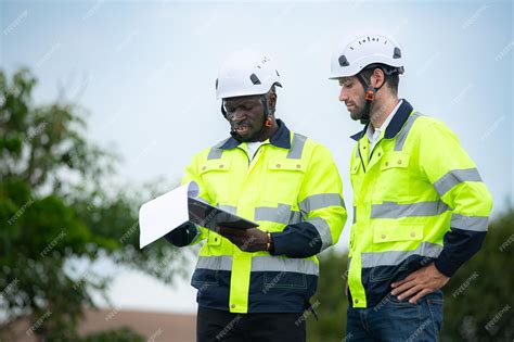 Ingeniero y técnico inspeccionan la instalación de paneles solares y ...