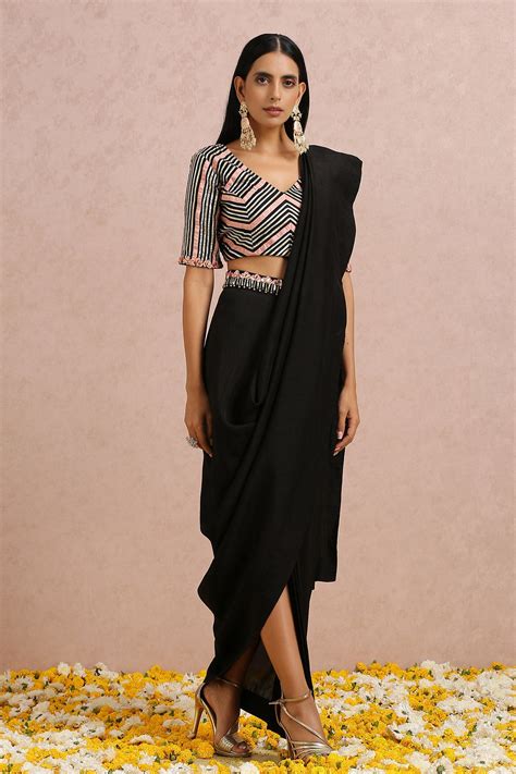 Black Draped Saree – Label Nitika