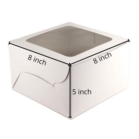 Esslly White Cake Boxes with Window – Pack of 25 | 400 GSM