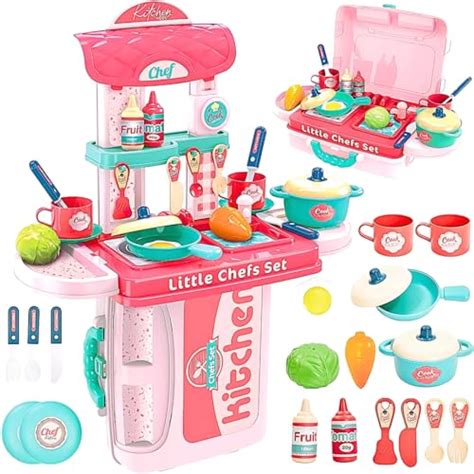 Storio Kitchen Set Toys for Girls with Cooking Utensils, Little Chef R