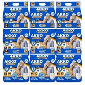 AKKO Premium Adult Diapers M (Medium) | Unisex Disposable Diapers for ...