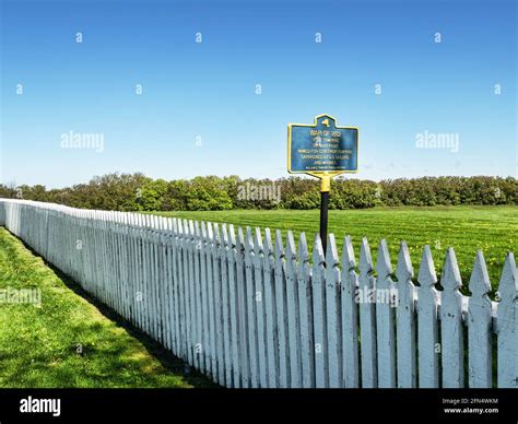 Sackets Harbor, New York, USA. May 12, 2021. Memorial plaque on the ...