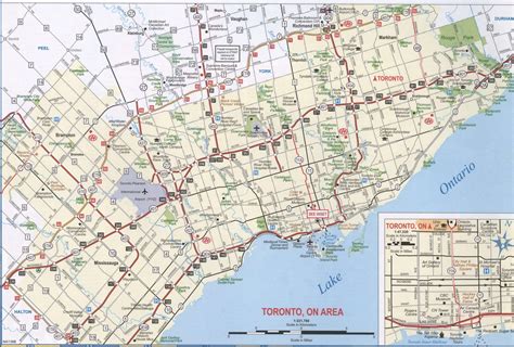 Toronto ON map surrounding area, free printable map highway Toronto city