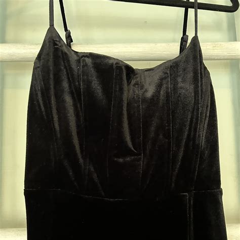 Windsor black velvet floor length gown size... - Depop