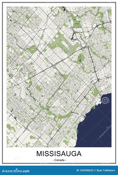 Map of the City of Mississauga, Canada Stock Illustration - Illustration of graphic, place ...