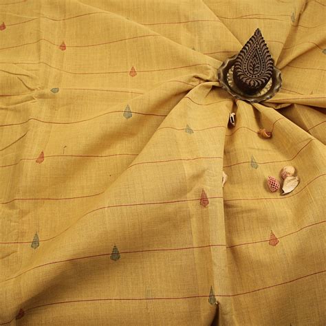 Beige Droplet Handspun Handwoven Jamdani Cotton Fabric – THE INDIAN ...